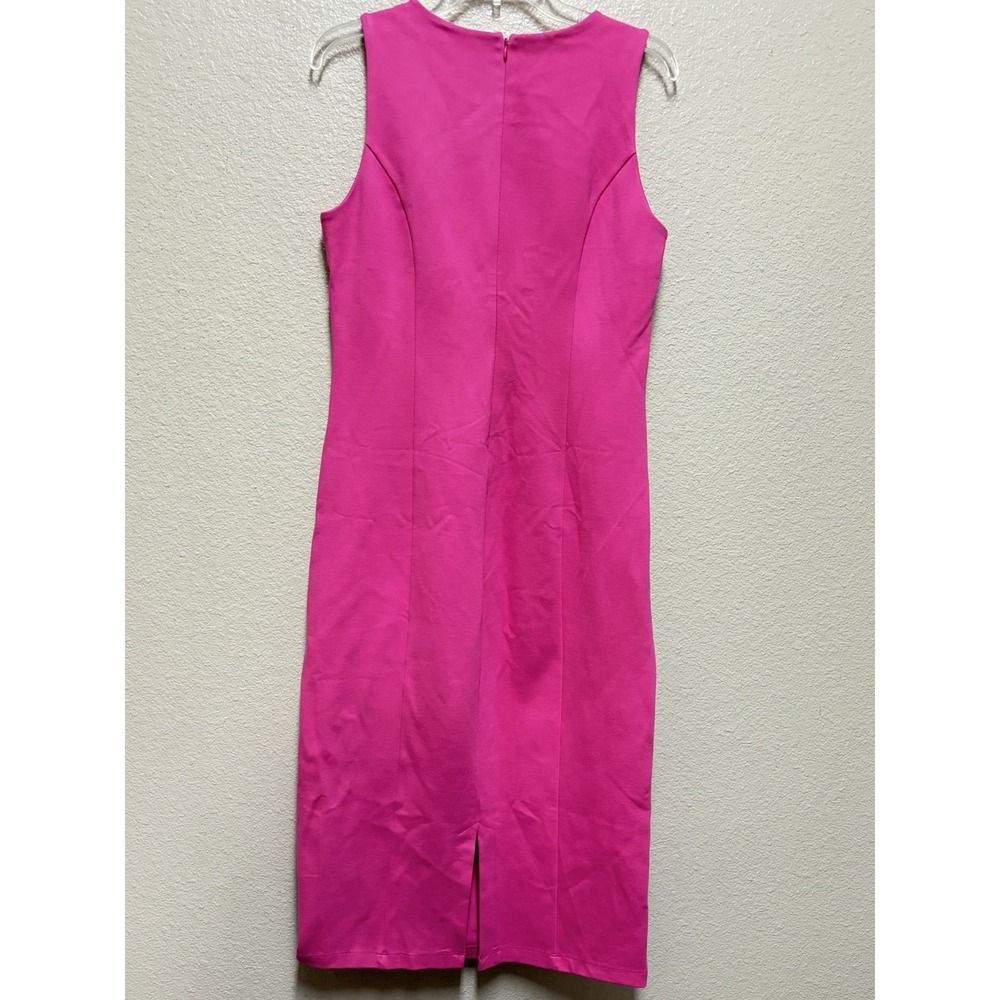 Gibson La Timer Hot Pink Size Medium Monte Knit Midi Sleeveless Bodycon - Picture 2 of 8